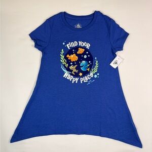 NWT DISNEY PARKS Finding Nemo Happy Place Graphic Tee Dress Size S Blue NEW